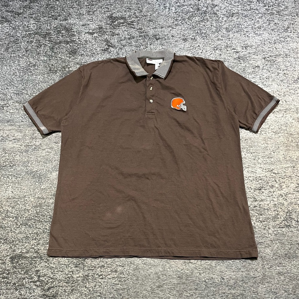 Vintage Cleveland Browns Polo Shirt Mens XXL Iron Knight NFL‎ Embroidered Logo